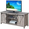 image:imageConvenience Concepts Blake Barn Door TV Stand with Shelves and Sliding Cabinets for TVs up to 60 Inches Weathered GraySandstone