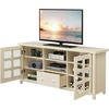 image:imageConvenience Concepts Newport Park Lane 1 Drawer TV Stand with Storage Cabinets and Shelves for TVs up to 65 Inches IvoryIvory