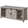 image:imageConvenience Concepts Blake Barn Door TV Stand with Shelves and Sliding Cabinets for TVs up to 60 Inches Weathered GraySandstone