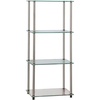 image:imageConvenience Concepts Designs2Go Classic Glass 4Tier Tower 1775  Modern Media Stainless Steel Bookshelf for Living Room Display Storage Shelves for Family Room Bathroom Office BlackBlackGlass