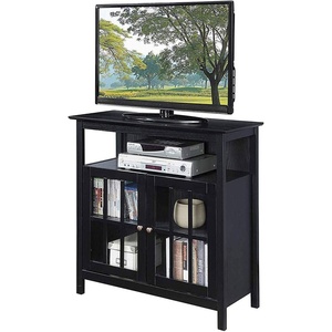 image:imageConvenience Concepts Big Sur Highboy TV Stand 36  Modern Entertainment Center For TVs up to 40 Storage Cabinet for Dining Living Room amp Entryway Console Hall Table with Shelves Weathered GrayBlack