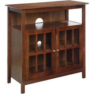 image:imageConvenience Concepts Big Sur Highboy TV Stand 36  Modern Entertainment Center For TVs up to 40 Storage Cabinet for Dining Living Room amp Entryway Console Hall Table with Shelves Weathered GrayDark Walnut