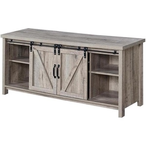 image:imageConvenience Concepts Blake Barn Door TV Stand with Shelves and Sliding Cabinets for TVs up to 60 Inches Weathered GraySandstone
