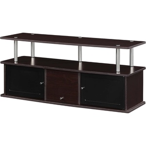 image:imageConvenience Concepts Designs2Go 50 inch TV Stand with 3 Storage Cabinets and Shelf Light OakEspresso