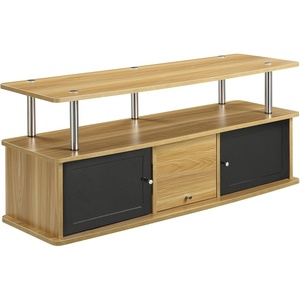 image:imageConvenience Concepts Designs2Go 50 inch TV Stand with 3 Storage Cabinets and Shelf Light OakLight Oak
