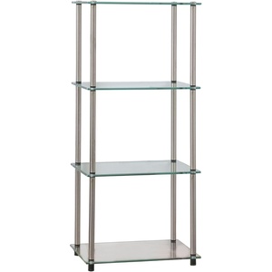 image:imageConvenience Concepts Designs2Go Classic Glass 4Tier Tower 1775  Modern Media Stainless Steel Bookshelf for Living Room Display Storage Shelves for Family Room Bathroom Office BlackBlackGlass