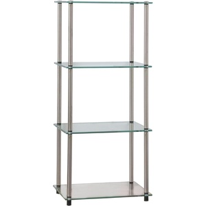 image:imageConvenience Concepts Designs2Go Classic Glass 4Tier Tower 1775  Modern Media Stainless Steel Bookshelf for Living Room Display Storage Shelves for Family Room Bathroom Office BlackBlackBlack Glass