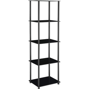 image:imageConvenience Concepts Designs2Go Classic Glass 5 Tier Tower 1575  Modern Contemporary Bookshelf Display with Media Storage Shelves for Living Room Bedroom Bathroom amp Office BlackBlack