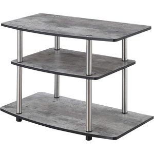 image:imageConvenience Concepts Designs2Go No Tools 3Tier TV Stand 315  Entertainment Center for TVs up to 37 Inches Modern TV Console with Shelves for Living Room Family Room BarnwoodBlackFaux Birch