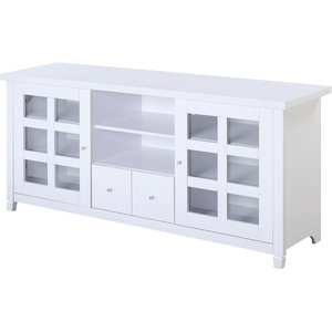 image:imageConvenience Concepts Newport Park Lane 1 Drawer TV Stand with Storage Cabinets and Shelves for TVs up to 65 Inches WhiteWhite