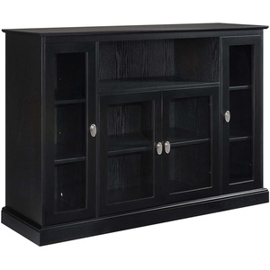 image:imageSummit Highboy TV Stand with Storage Cabinets and Shelves  BlackBlack