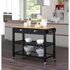image:imageConvenience Concepts American Heritage 3 Tier Butcher Block Kitchen Cart with Drawers BlackButcher BlockBlackButcher Block