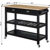 image:imageConvenience Concepts American Heritage 3 Tier Butcher Block Kitchen Cart with Drawers BlackButcher BlockBlackButcher Block