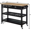 image:imageConvenience Concepts American Heritage 3 Tier Butcher Block Kitchen Cart with Drawers BlackButcher BlockBlackButcher Block