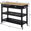 image:imageConvenience Concepts American Heritage 3 Tier Butcher Block Kitchen Cart with Drawers BlackButcher BlockBlackButcher Block