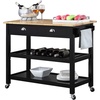 image:imageConvenience Concepts American Heritage 3 Tier Butcher Block Kitchen Cart with Drawers BlackButcher BlockBlackButcher Block