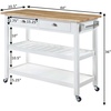 image:imageConvenience Concepts American Heritage 3 Tier Butcher Block Kitchen Cart with Drawers WhiteButcher Block
