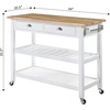 image:imageConvenience Concepts American Heritage 3 Tier Butcher Block Kitchen Cart with Drawers WhiteButcher Block