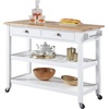 image:imageConvenience Concepts American Heritage 3 Tier Butcher Block Kitchen Cart with Drawers WhiteButcher Block