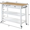 image:imageConvenience Concepts American Heritage 3 Tier Butcher Block Kitchen Cart with Drawers WhiteButcher Block