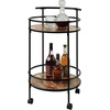 image:imageConvenience Concepts Designs2Go Charlie Serving Bar Cart 19  Modern Storage Bar with Wheels Wine Storage for Kitchen Mobile Push Trolley for Dining Room BarnwoodBlack
