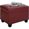 image:imageConvenience Concepts Designs4Comfort 5th Avenue Storage Ottoman 24  Contemporary Foot Stool and Seat with Hinged Lid for Living Room Dining Room Office Den Tan FabricBurgundy Faux Leather