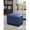 image:imageConvenience Concepts Designs4Comfort 5th Avenue Storage Ottoman 24  Contemporary Foot Stool and Seat with Hinged Lid for Living Room Dining Room Office Den Tan FabricBlue Faux Leather