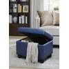image:imageConvenience Concepts Designs4Comfort 5th Avenue Storage Ottoman 24  Contemporary Foot Stool and Seat with Hinged Lid for Living Room Dining Room Office Den Tan FabricBlue Faux Leather