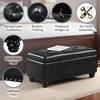 image:imageConvenience Concepts Designs4Comfort 7th Avenue Ottoman Bench 355  Modern Upholstered Footstool amp Seat with Hinged Lid amp Storage for Living Room Bedroom amp Entryway Dark Blue FabricBlack Faux Leather