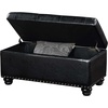 image:imageConvenience Concepts Designs4Comfort 7th Avenue Ottoman Bench 355  Modern Upholstered Footstool amp Seat with Hinged Lid amp Storage for Living Room Bedroom amp Entryway Dark Blue FabricBlack Faux Leather