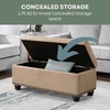 image:imageConvenience Concepts Designs4Comfort 9th Avenue Upholstered Storage Ottoman Bench 42  Contemporary Foot Stool and Seat with Hinged Lid for Living Room Hallway Entryway Dark Blue FabricTan Fabric