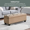 image:imageConvenience Concepts Designs4Comfort 9th Avenue Upholstered Storage Ottoman Bench 42  Contemporary Foot Stool and Seat with Hinged Lid for Living Room Hallway Entryway Dark Blue FabricTan Fabric