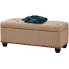 image:imageConvenience Concepts Designs4Comfort 9th Avenue Upholstered Storage Ottoman Bench 42  Contemporary Foot Stool and Seat with Hinged Lid for Living Room Hallway Entryway Dark Blue FabricTan Fabric