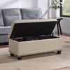 image:imageConvenience Concepts Designs4Comfort 9th Avenue Upholstered Storage Ottoman Bench 42  Contemporary Foot Stool and Seat with Hinged Lid for Living Room Hallway Entryway Dark Blue FabricTan Fabric