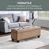 image:imageConvenience Concepts Designs4Comfort 9th Avenue Upholstered Storage Ottoman Bench 42  Contemporary Foot Stool and Seat with Hinged Lid for Living Room Hallway Entryway Dark Blue FabricTan Fabric