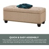 image:imageConvenience Concepts Designs4Comfort 9th Avenue Upholstered Storage Ottoman Bench 42  Contemporary Foot Stool and Seat with Hinged Lid for Living Room Hallway Entryway Dark Blue FabricTan Fabric