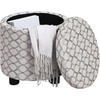 image:imageConvenience Concepts Designs4Comfort Accent Storage Ottoman 1575  Round Modern Upholstered Foot Stool with Tray Lid for Living Room Family Room Storage Ottoman Seat Ribbon Pattern Fabric