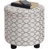 image:imageConvenience Concepts Designs4Comfort Accent Storage Ottoman 1575  Round Modern Upholstered Foot Stool with Tray Lid for Living Room Family Room Storage Ottoman Seat Ribbon Pattern Fabric