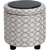 image:imageConvenience Concepts Designs4Comfort Accent Storage Ottoman 1575  Round Modern Upholstered Foot Stool with Tray Lid for Living Room Family Room Storage Ottoman Seat Ribbon Pattern Fabric