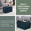 image:imageConvenience Concepts Designs4Comfort Accent Storage Ottoman 2275  Modern Foot Stool with Decorative Tray for Living Room Dining Room Office Black Faux LeatherDark Blue Fabric