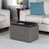image:imageConvenience Concepts Designs4Comfort Accent Storage Ottoman 2275  Modern Foot Stool with Decorative Tray for Living Room Dining Room Office Black Faux LeatherSoft Gray Fabric