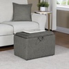 image:imageConvenience Concepts Designs4Comfort Accent Storage Ottoman 2275  Modern Foot Stool with Decorative Tray for Living Room Dining Room Office Black Faux LeatherSoft Gray Fabric