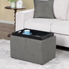image:imageConvenience Concepts Designs4Comfort Accent Storage Ottoman 2275  Modern Foot Stool with Decorative Tray for Living Room Dining Room Office Black Faux LeatherSoft Gray Fabric