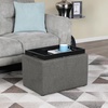 image:imageConvenience Concepts Designs4Comfort Accent Storage Ottoman 2275  Modern Foot Stool with Decorative Tray for Living Room Dining Room Office Black Faux LeatherSoft Gray Fabric
