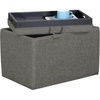 image:imageConvenience Concepts Designs4Comfort Accent Storage Ottoman 2275  Modern Foot Stool with Decorative Tray for Living Room Dining Room Office Black Faux LeatherSoft Gray Fabric