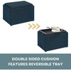 image:imageConvenience Concepts Designs4Comfort Accent Storage Ottoman 2275  Modern Foot Stool with Decorative Tray for Living Room Dining Room Office Black Faux LeatherDark Blue Fabric