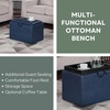 image:imageConvenience Concepts Designs4Comfort Accent Storage Ottoman 2275  Modern Foot Stool with Decorative Tray for Living Room Dining Room Office Black Faux LeatherBlue Faux Leather