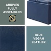 image:imageConvenience Concepts Designs4Comfort Accent Storage Ottoman 2275  Modern Foot Stool with Decorative Tray for Living Room Dining Room Office Black Faux LeatherBlue Faux Leather