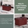 image:imageConvenience Concepts Designs4Comfort Accent Storage Ottoman 2275  Modern Foot Stool with Decorative Tray for Living Room Dining Room Office Black Faux LeatherBurgundy Faux Leather