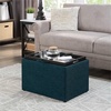 image:imageConvenience Concepts Designs4Comfort Accent Storage Ottoman 2275  Modern Foot Stool with Decorative Tray for Living Room Dining Room Office Black Faux LeatherDark Blue Fabric